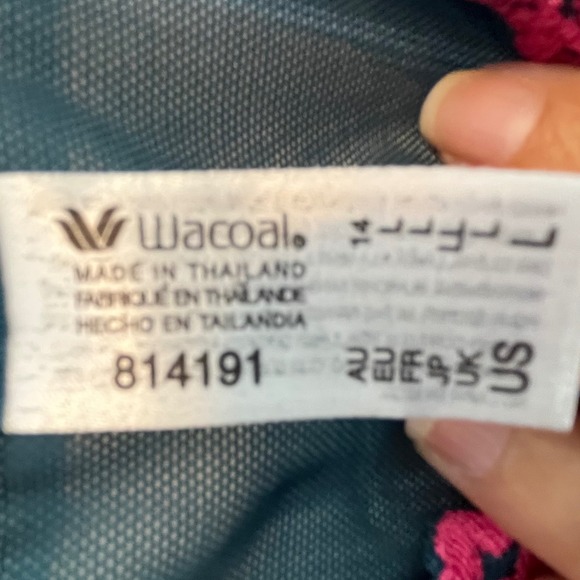 WACOAL Lace Trim Chemise Dress Teal & Pink Floral Lingerie Slip Sheer Nightie L - Picture 5 of 8